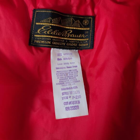 Eddie Bauer Red Belted Trench Coat Zip Out Quilted Down Liner Vintage USA Size M - Picture 4 of 5